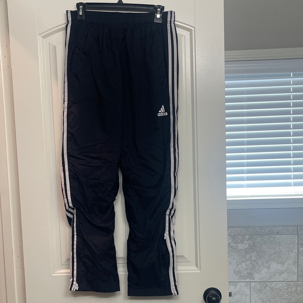 adidas Black Jogger Pants with White Stripes